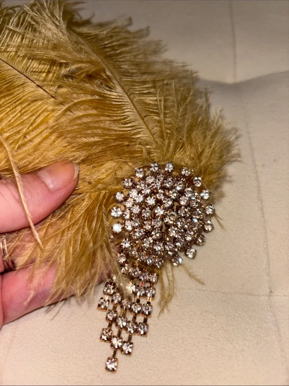 Gold Feather and Crystal Bridal Hair Clip